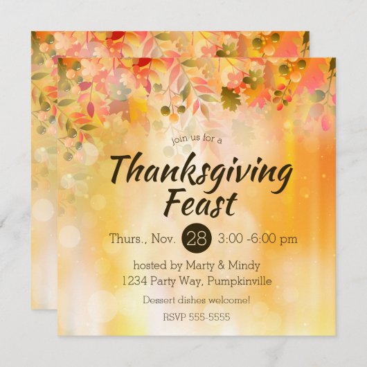 感謝祭葉の秋の輝き 招待状 (正面/裏面)