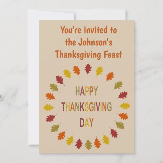 感謝祭葉オークカスタムパーティー 招待状 (正面)