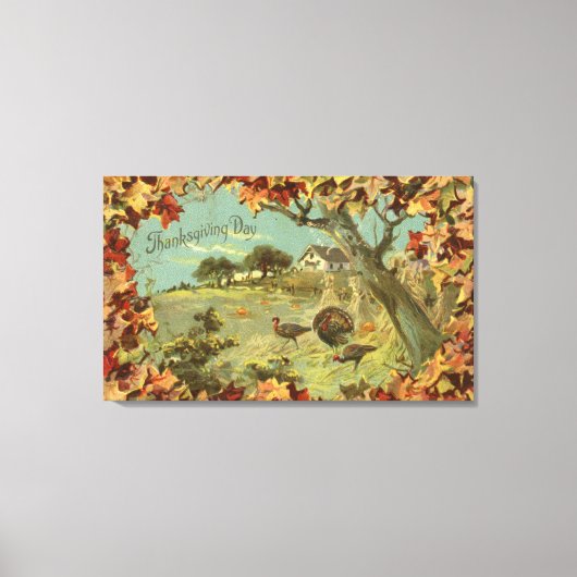 感謝祭葉倒れ七面鳥 キャンバスプリント (正面)