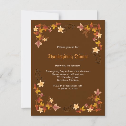感謝祭葉秋 招待状 (裏面)