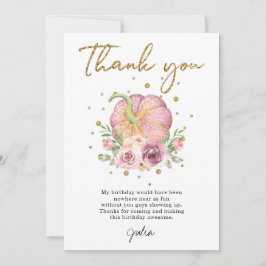 感謝祭誕生日パンプキンピンク サンキューカード