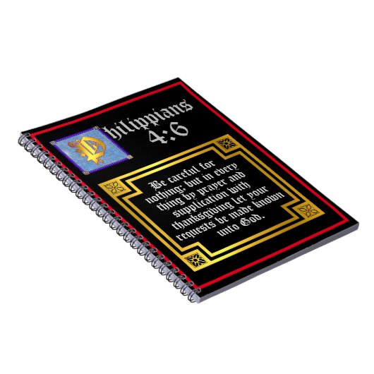 感謝祭賛美のピリピ4:6聖書の引用文 ノートブック (右側)