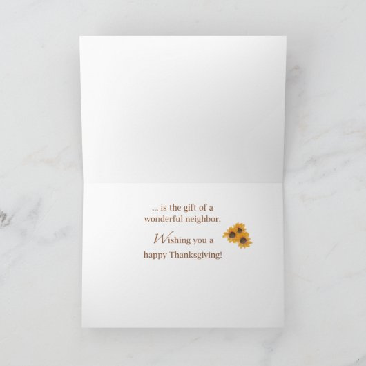 感謝祭賛美の隣人への宗教的な気持ち カード (内部)