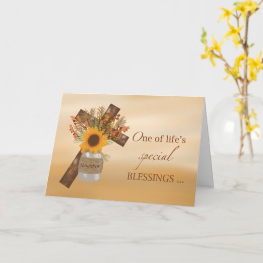 感謝祭賛美の隣人への宗教的な気持ち カード (黄色い花)