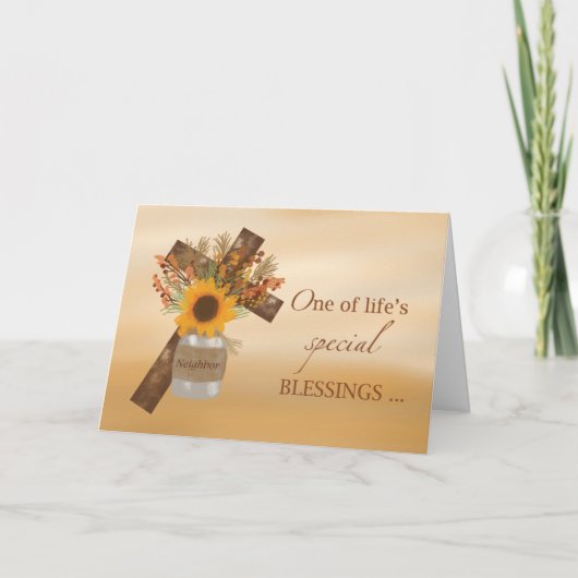 感謝祭賛美の隣人への宗教的な気持ち カード (正面)