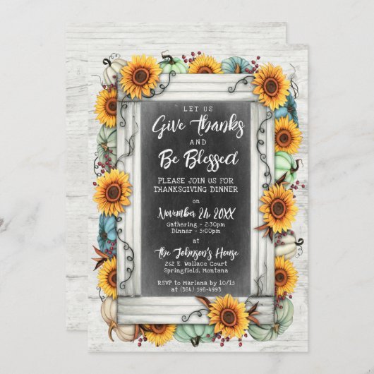 感謝祭賛美秋ひまわりファミリーディナー 招待状 (正面/裏面)