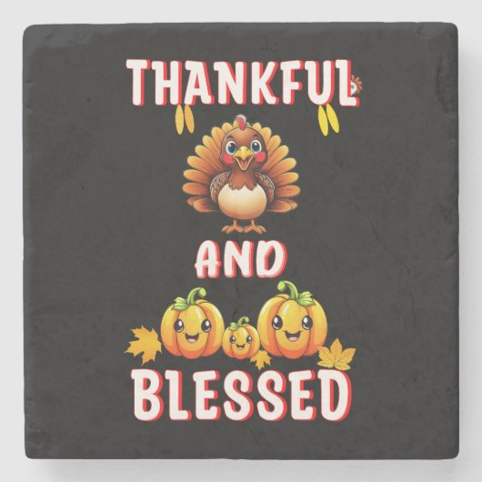 感謝祭賛美23米国メープル11月の感謝祭 ストーンコースター (正面)