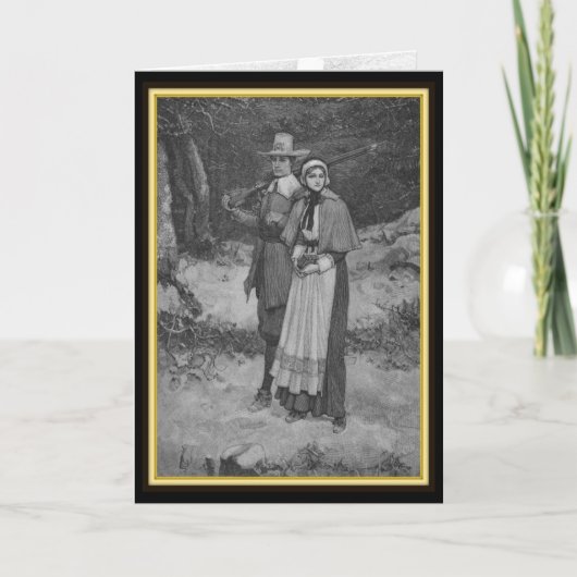 感謝祭賛美 – ピルグリムカップル シーズンカード (正面)