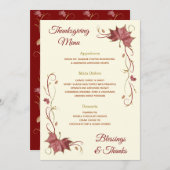 感謝祭赤いカエデ葉のと渦巻き メニュー (正面/裏面)