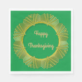 感謝祭金ゴールドレース幾何学円オン緑 スタンダードランチョンナプキン (正面)
