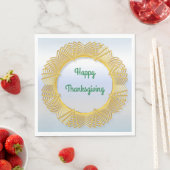 感謝祭金ゴールドレース幾何学円オン銀 スタンダードランチョンナプキン (インサイチュ)