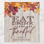 感謝祭食べのドリンクと感謝祭の紅葉 ワインラベル (シングルラベル)