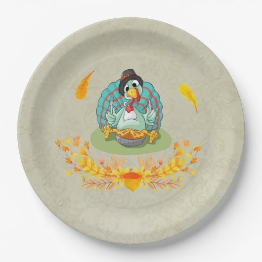 感謝祭食べトルコのパンプキンパイ ペーパープレート (正面)