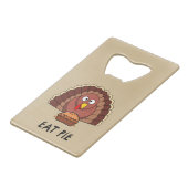 感謝祭食べトルコ付きパイ クレジットカード栓抜き (正面アングル)