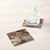 感謝祭食べドリンク感謝の家族の広場P スクエアペーパーコースター (インサイチュ)