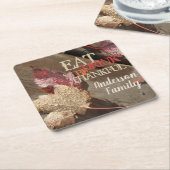 感謝祭食べドリンク感謝の家族の広場P スクエアペーパーコースター (アングル)