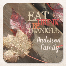 感謝祭食べドリンク感謝の家族の広場P スクエアペーパーコースター