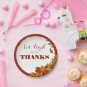 感謝祭食べドリンク&与えドック感謝してい紅葉 ペーパープレート (パーティー)