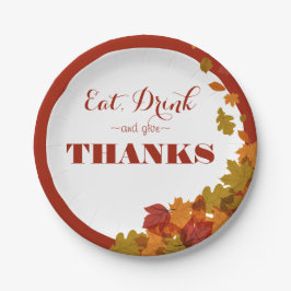 感謝祭食べドリンク&与えドック感謝してい紅葉 ペーパープレート