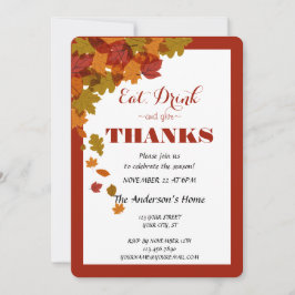 感謝祭食べドリンク&与えドック感謝してい紅葉 招待状