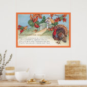 感謝祭1927ヴィンテージトルコ&グリーティングポスター ポスター (キッチン)