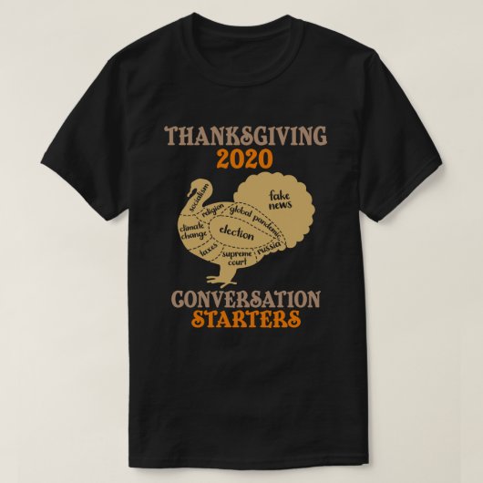感謝祭2020会話スタータータおもしろいーク Tシャツ (デザイン正面)