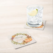 感謝祭 – 「いつも感謝」 – 水彩画 スクエアペーパーコースター (インサイチュ)