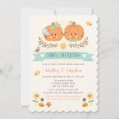 感謝祭 かわいいカボチャのカップルシャワー 招待状 (正面)