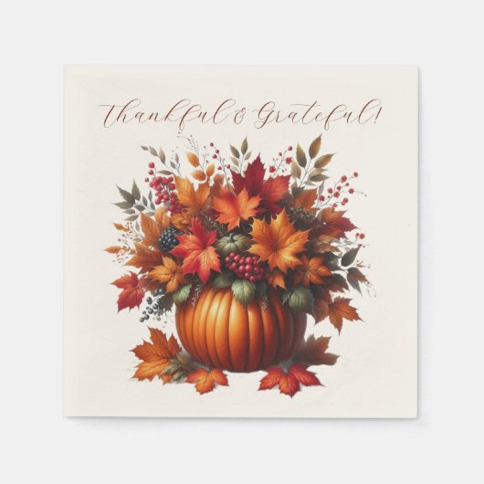 感謝祭 – カボチャと紅葉 スタンダードカクテルナプキン (正面)