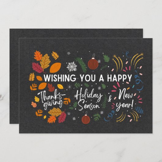 感謝祭, クリスマス, 新年 | 複数の祝日 シーズンカード (正面/裏面)