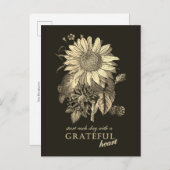 感謝祭 グレイトフル ヴィンテージ ひまわり 花 ポストカード (正面/裏面)