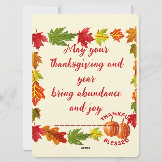 感謝祭 シーズンカード (裏面)