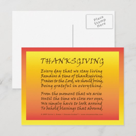 感謝祭 シーズンポストカード (正面/裏面)