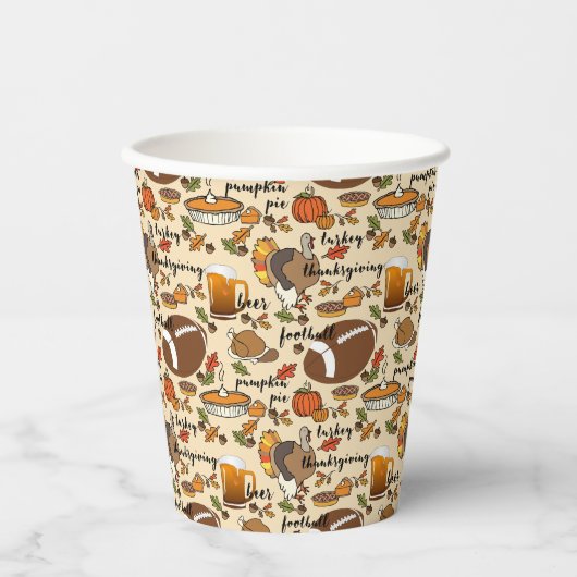 感謝祭，トルコ，サッカービールパンプキンパイパ 紙コップ (正面)