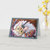 感謝祭 ネイティブアメリカン マウス 水彩画 アート カード (黄色い花)