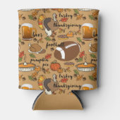 感謝祭，ビール，トルコ&サッカーデザイン 缶クーラー (正面)