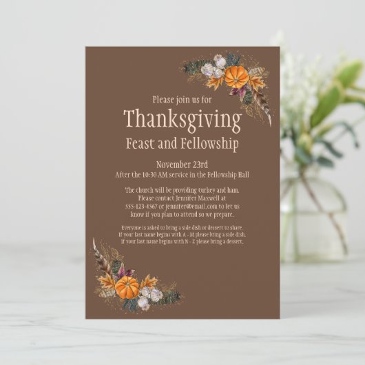 感謝祭+フェローシップ教会招待状 招待状 (スタンド正面)