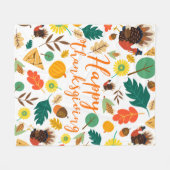 感謝祭 フリースブランケット (正面(横))