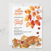 感謝祭 フレンズギビング 夕食 秋の七面鳥 招待状 (正面)