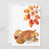 感謝祭 フレンズギビング 夕食 秋の七面鳥 招待状 (裏面)