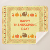 感謝祭：レトロ刺繍カードデザイン。 シェルパブランケット (正面(横))