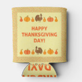 感謝祭:レトロ刺繍カードデザイン。 缶クーラー (裏面)