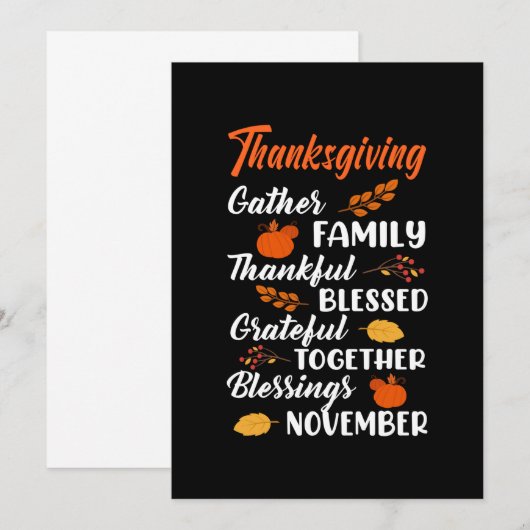 感謝祭 家族と集まる 招待状 (正面/裏面)