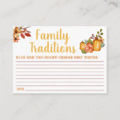 感謝祭,家族の伝統ゲーム,赤ちゃんシャワー エンクロージャーカード (正面)