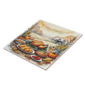 感謝祭、幸福の収穫、陶磁器タイル タイル (側面)