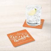 感謝祭 感謝の言葉 ハーベスト オレンジ スクエアペーパーコースター (インサイチュ)