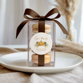 感謝祭 感謝 オレンジ色のカボチャ ラウンドシール