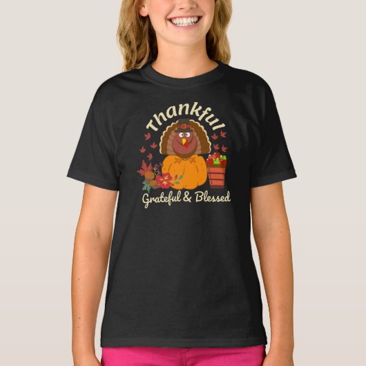 感謝祭 感謝 ターキーのTシャツ Tシャツ (正面)
