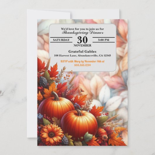 感謝祭 招待状 (正面)