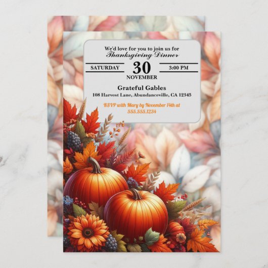 感謝祭 招待状 (正面/裏面)